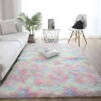 rainbow color carpets living room tie dyeing plush rug super soft bedroom bedside rug fluffy floor window home decor velvet mats
