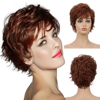your style short pixie wig with bangs wavy wig auburn 10 inch short haircuts for older women brown everyday wigs for white women