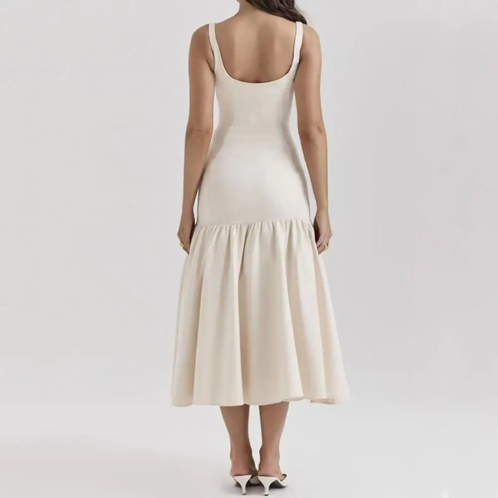 Однотонное Плиссированное Платье женское длинное платье элегантное вечернее с