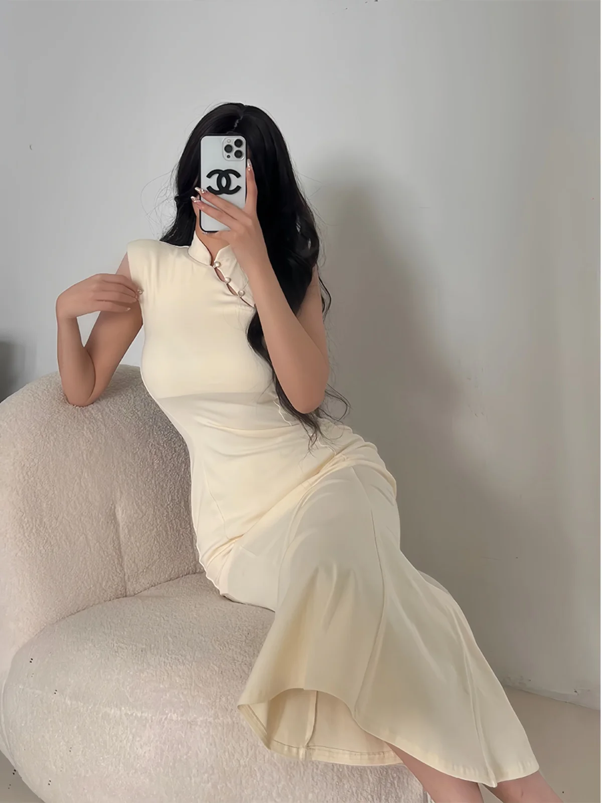 Элегантное новое китайское платье Ципао с рыбьим хвостом и пуговицами женская