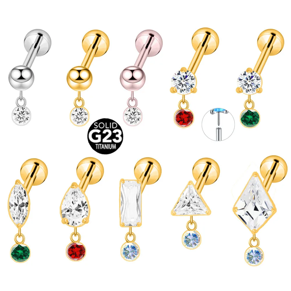 Серьга-гвоздик титановая в форме каплевидной треугольной ромбы