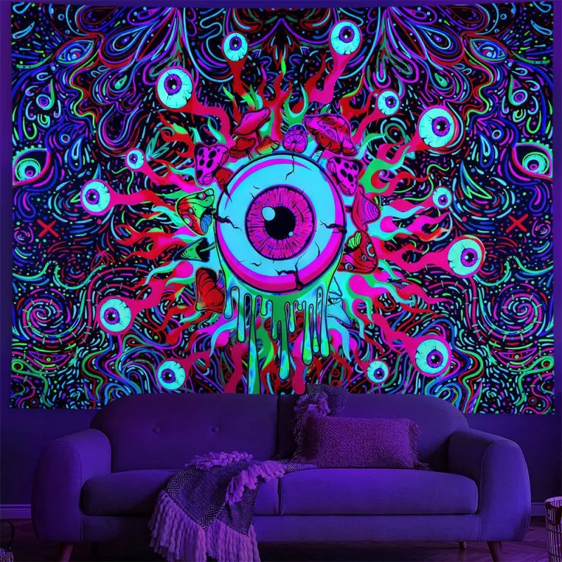 Настенный гобелен с ужасными глазами на Хэллоуин 1 шт. Светоотражающие украшения