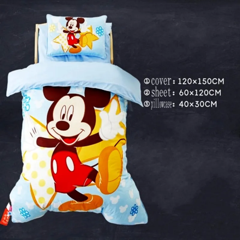 

Disney Cartoon Minnie Mickey Baby Boy Girl crib Bedding Set cotton 3Pcs preschool Duvet Cover Bedsheet Pillowcases for 0.6m Bed