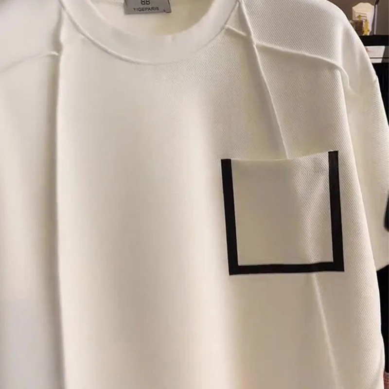 Футболка мужская оверсайз с круглым вырезом модная Свободная рубашка короткими