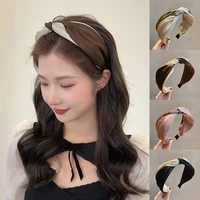 2022 new coffee satin headbands girls hairbands headdress fashion cross hair hoop wide bezel headwear head hoop hair accessories