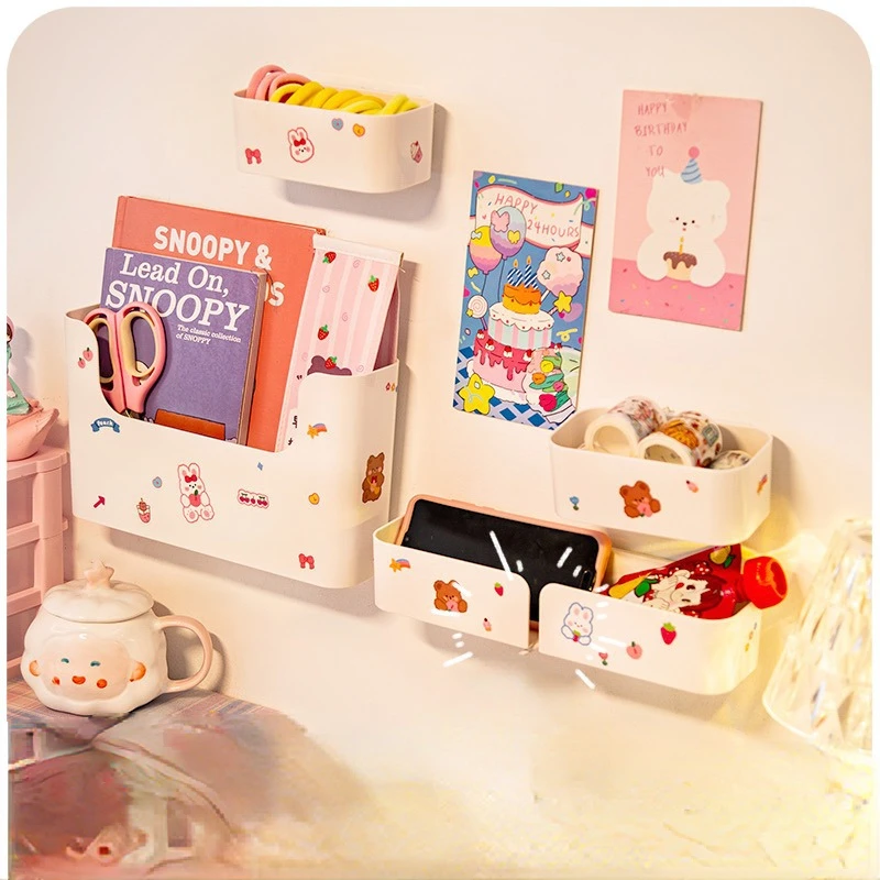 Ins Style Wall Hanging Storage Box Desktop Dormitory Wall Snacks Hair Accessories Stationery Mobile Phone Small Cosmetic Rack