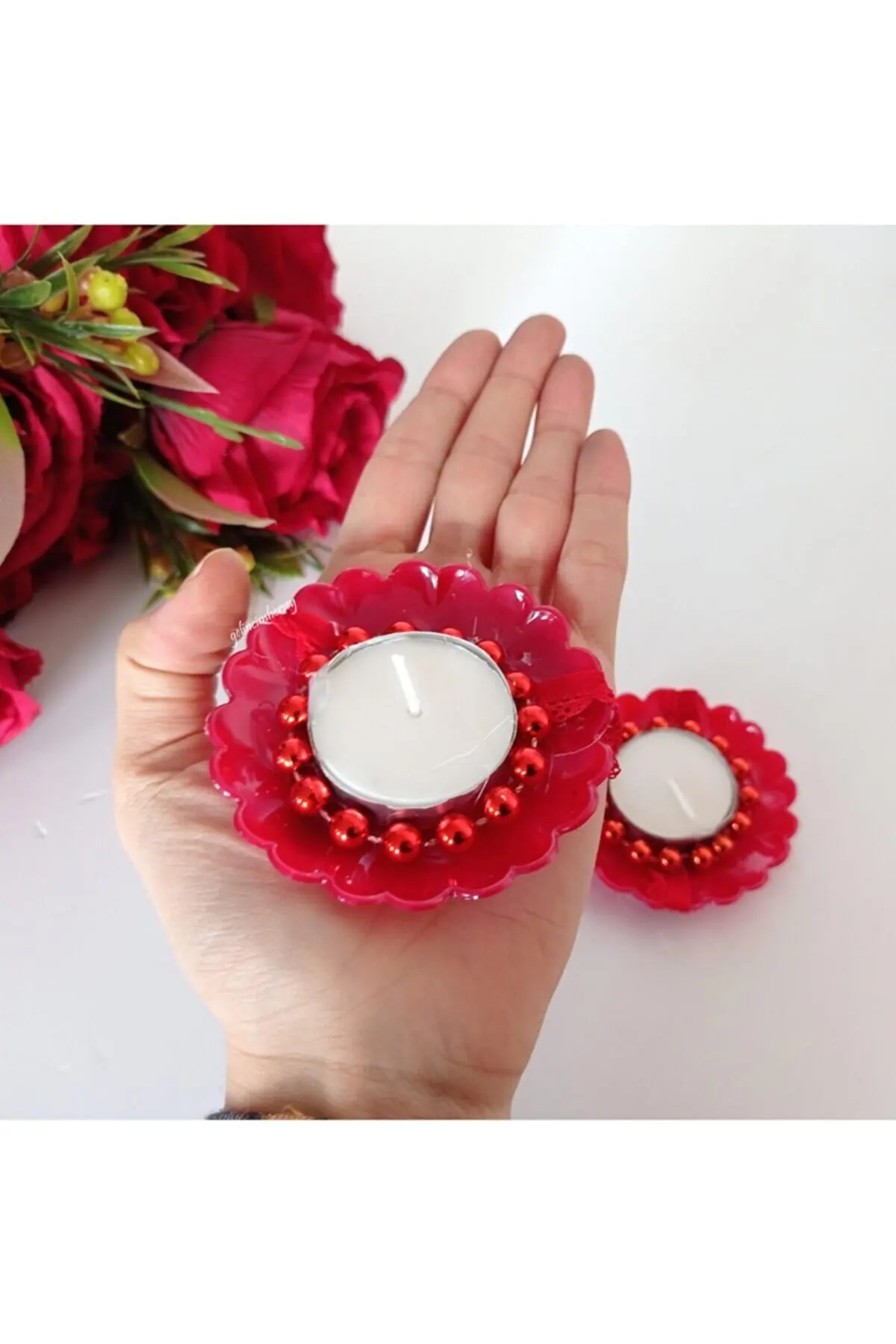 

Red 12'li Wheel Beads Embellishment Dish Bridesmaid Hand Wax BNCKLUMUM Bridal Jewelry For Wedding Gift Candles Henna Night