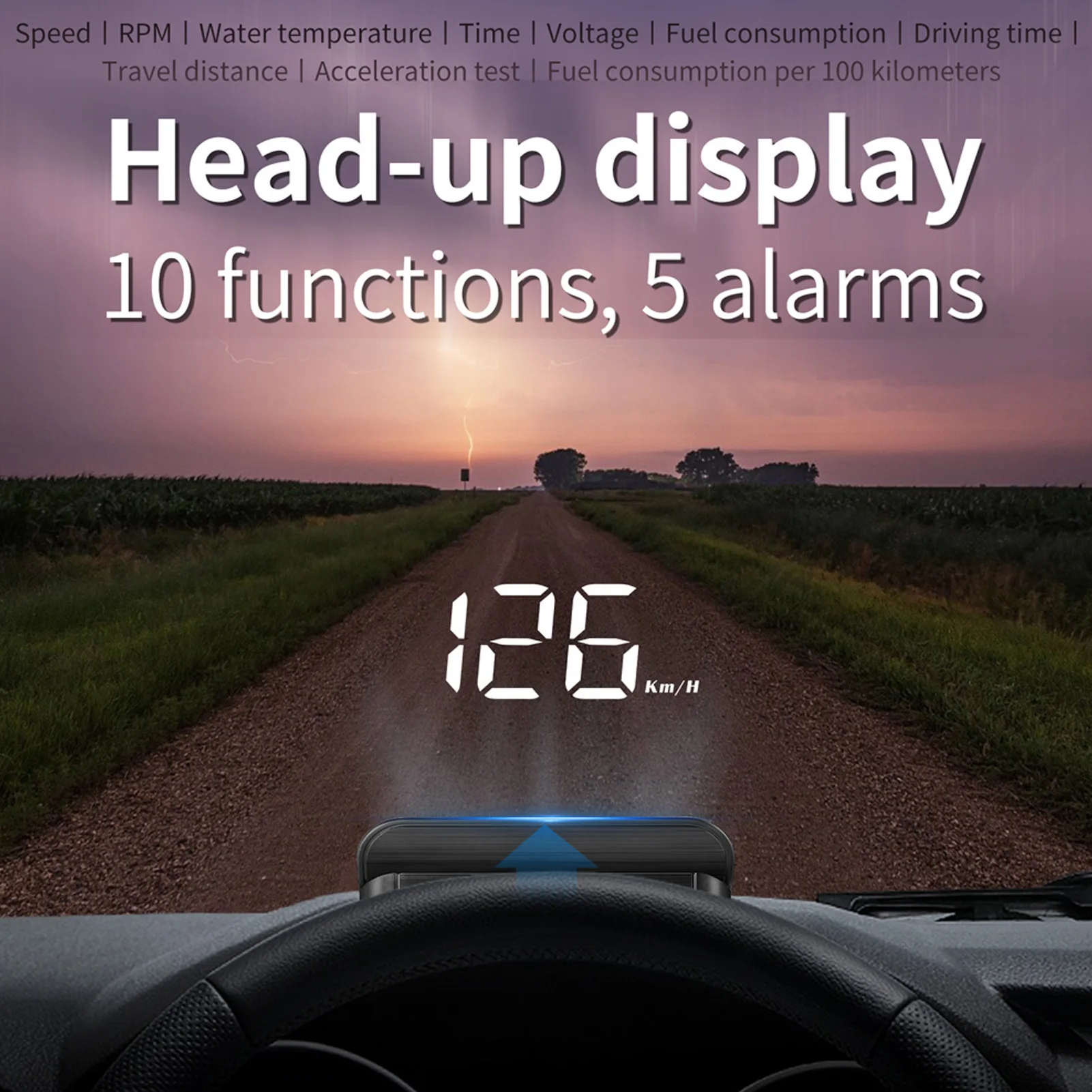 

OBD2 HUD Head Up Display GPS Speedometer Water Temperature Clock for Car Fuel consumption Overspeed Alarm Car Accessories