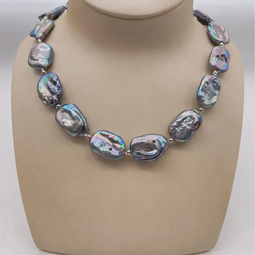 Ожерелье из натурального пресноводного жемчуга Прямоугольный плоский жемчуг