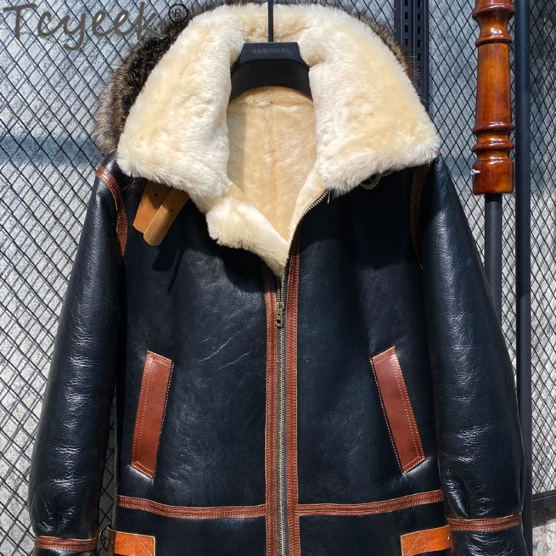 

Sheepskin Fur Leather Jacket Leather Jacket Men Clothing Black Motorcycle Cowhide Leather Coat Fur In One Leather Jackets Zm652
