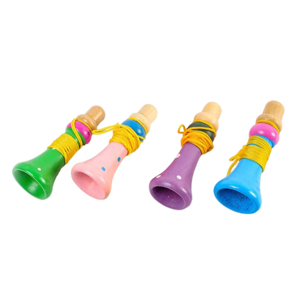 

4 Pcs Wooden Trumpet Musical Models Baby Toys Stage Performance Tools Toddler Props Kids' Playthings