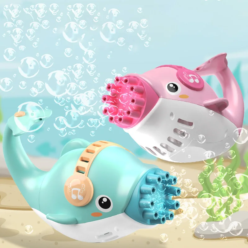 

New 10 Holes Automatic Dolphin Bubble Gun Toys Summer Soap Water Bubble Machine Electric With Music Bubble Machine Children Gift