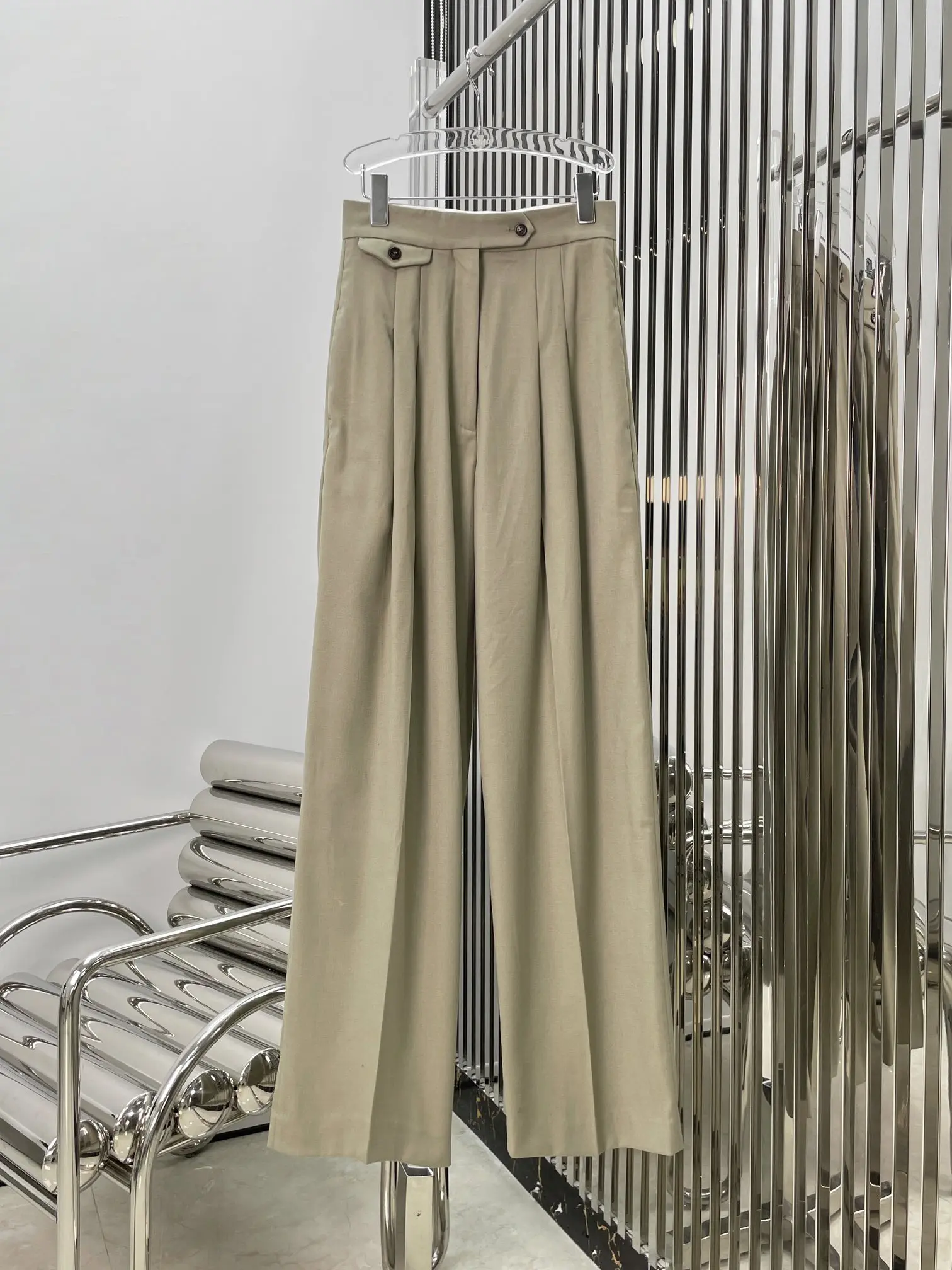 Spring And Summer 2023 New Women's Wear Simple Pleated High Waist Wide-Leg Suit Pants 0328