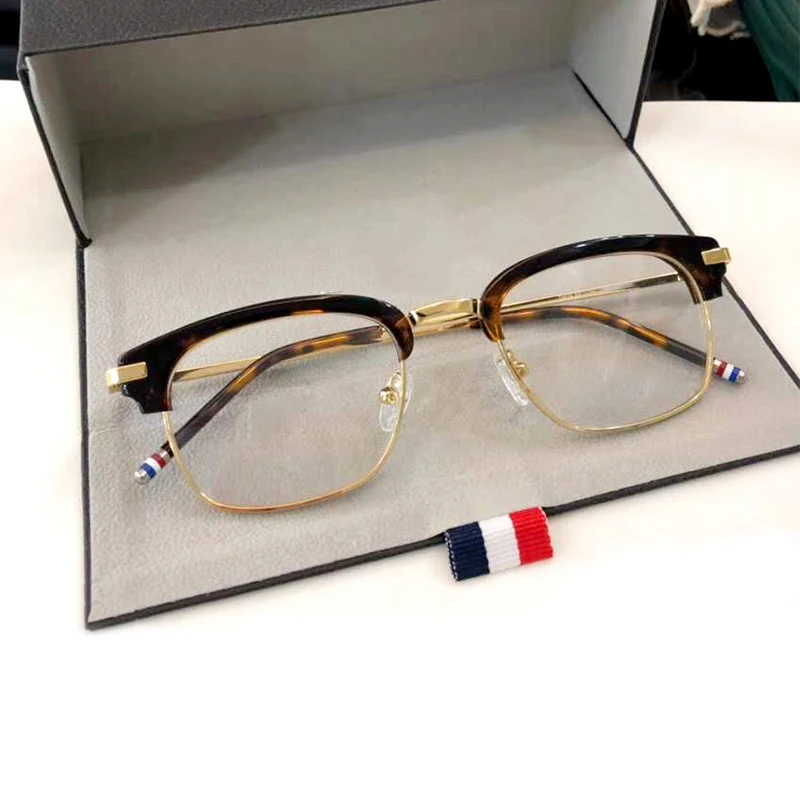 

TB707 Half Frame Glasses for Men Women Square Semi Rimless Optical Prescription Gafas New York Brand Designer Eyeglasses