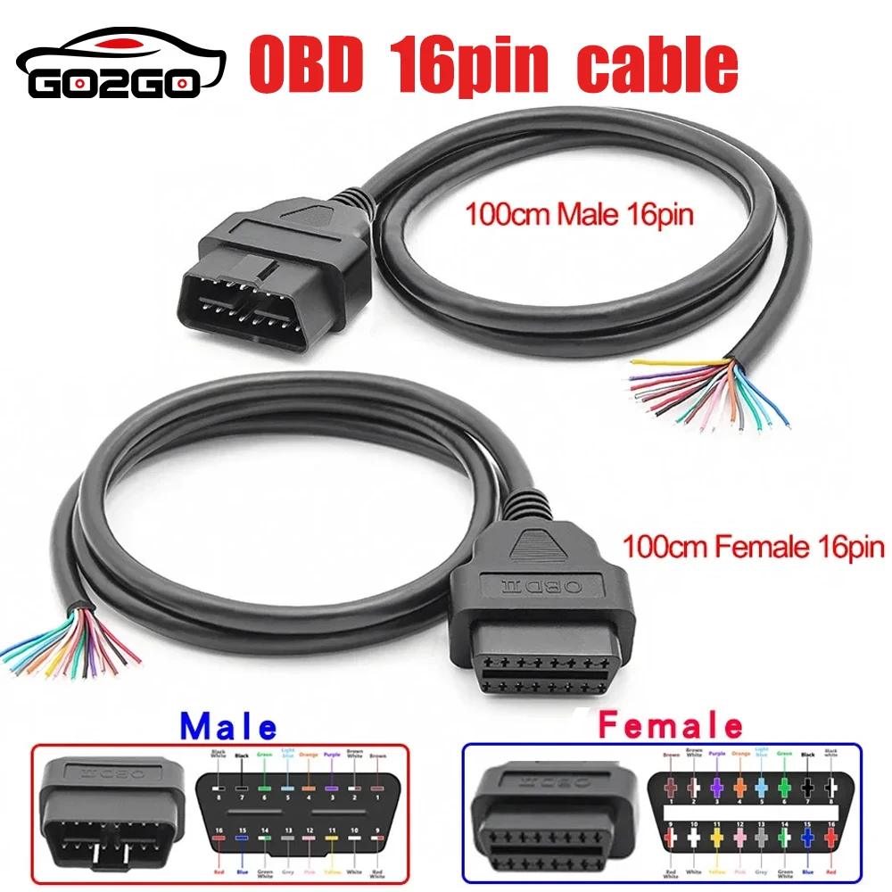 30/60/100 см 16-контактный разъем мама-папа DIY OBD 2 OBD2 автоматический удлинительный