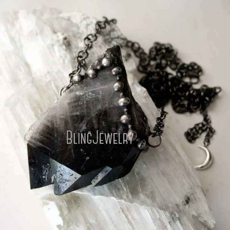 

HalloweenNM43167 Large Arkansas Smoky Quartz Crystal Cluster Necklace Large Smoky Quartz Crystal Statement Necklace