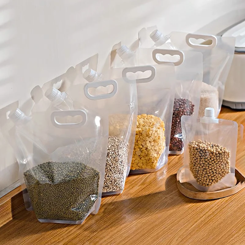 

Stand Up Grain Seal Bag Refillable Plastic Drink Bag Spout Pouch For Juice Milk Coffee Food Bean Cereals Storage Bags