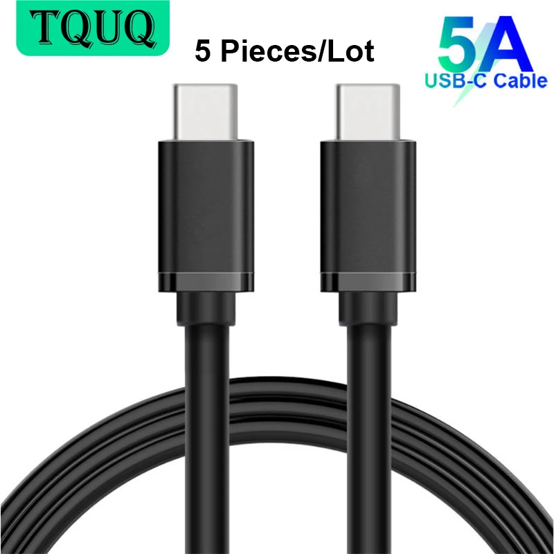 Кабель TQUQ USB C-USB C, 100 Вт [1 м, 5 в упаковке], зарядный кабель USB Type-C, 20 В/5 А, Сверхбыстрая Зарядка для Mackbook Pro, Samsung Galaxy