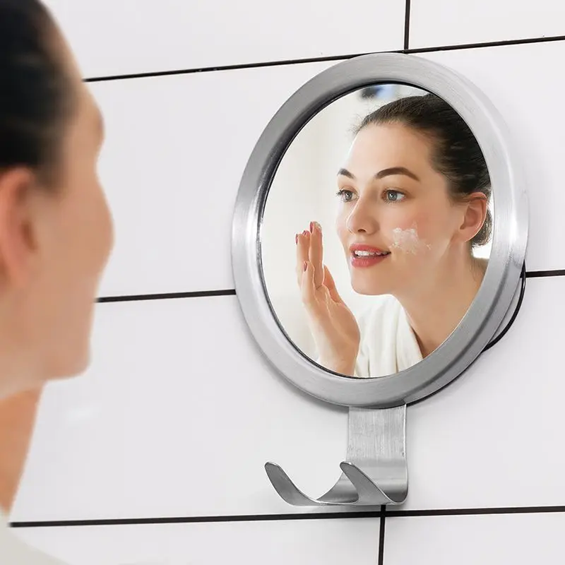 

Bathroom Aluminum Alloy With Hook Suction Cup Round Anti Fog Mirror, Strong Paste Anti Fog Mirror, No Damage To The Wall
