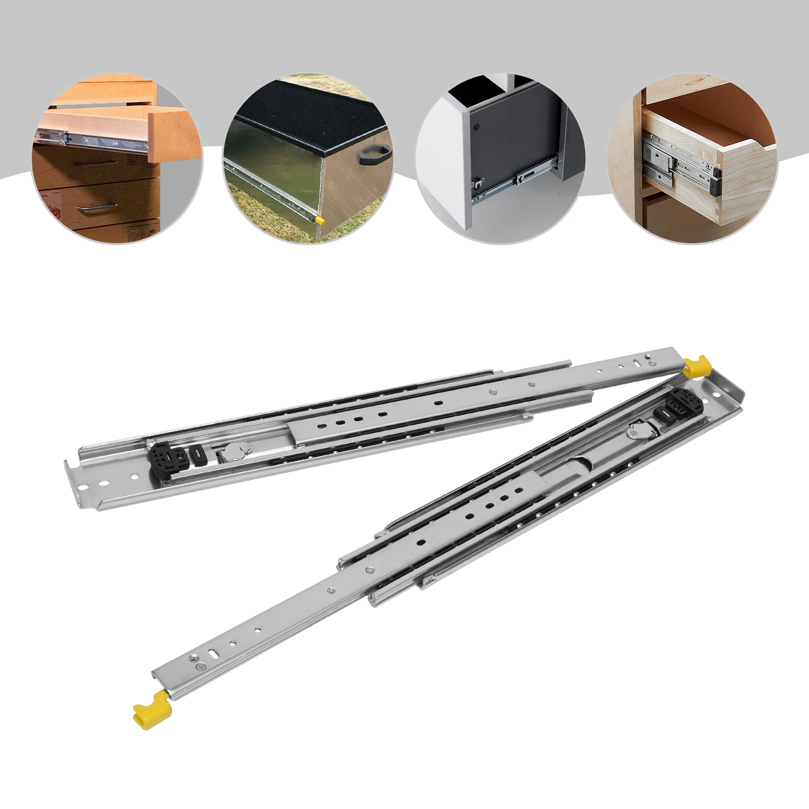 500lb Full Extension Side Mount Ball Bearing Rails With Lock