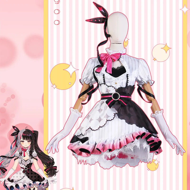 

Anime Game Vtuber Hololive Nijisanji Yorumi Rena Battle Dress Party Lolita Uniform Cosplay Costume Halloween Carnival Women2022