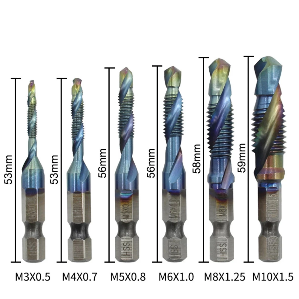 

12pcs Tap Drill Bit High Speed Steel Bits With 1/4 Inch Shank M3-M10 For Less Than 5 Mm Aluminum Tin Alloy Iron Plate Tool Parts