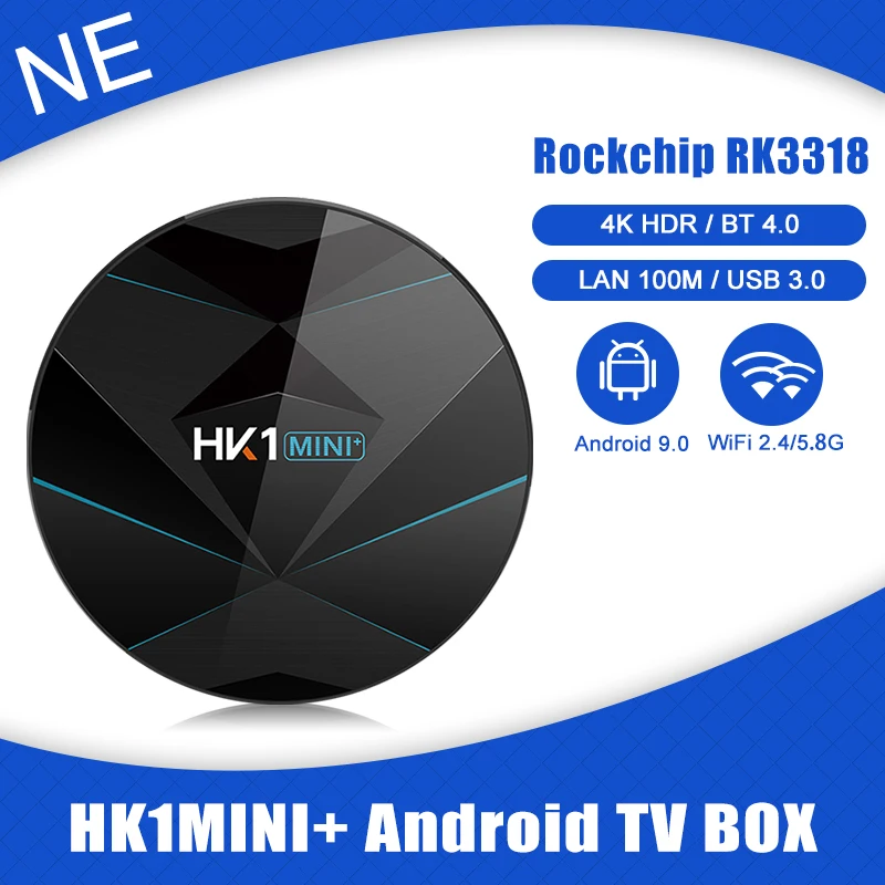

Android Smart Tv Iptv Box 4k Best Rockchip RK3318 HK1 MINI+ BT 4.0 Wifi 2.4/5.8G USB 3.0 Android 9.0 Tv Iptv Box 4GB 64GB 128GB