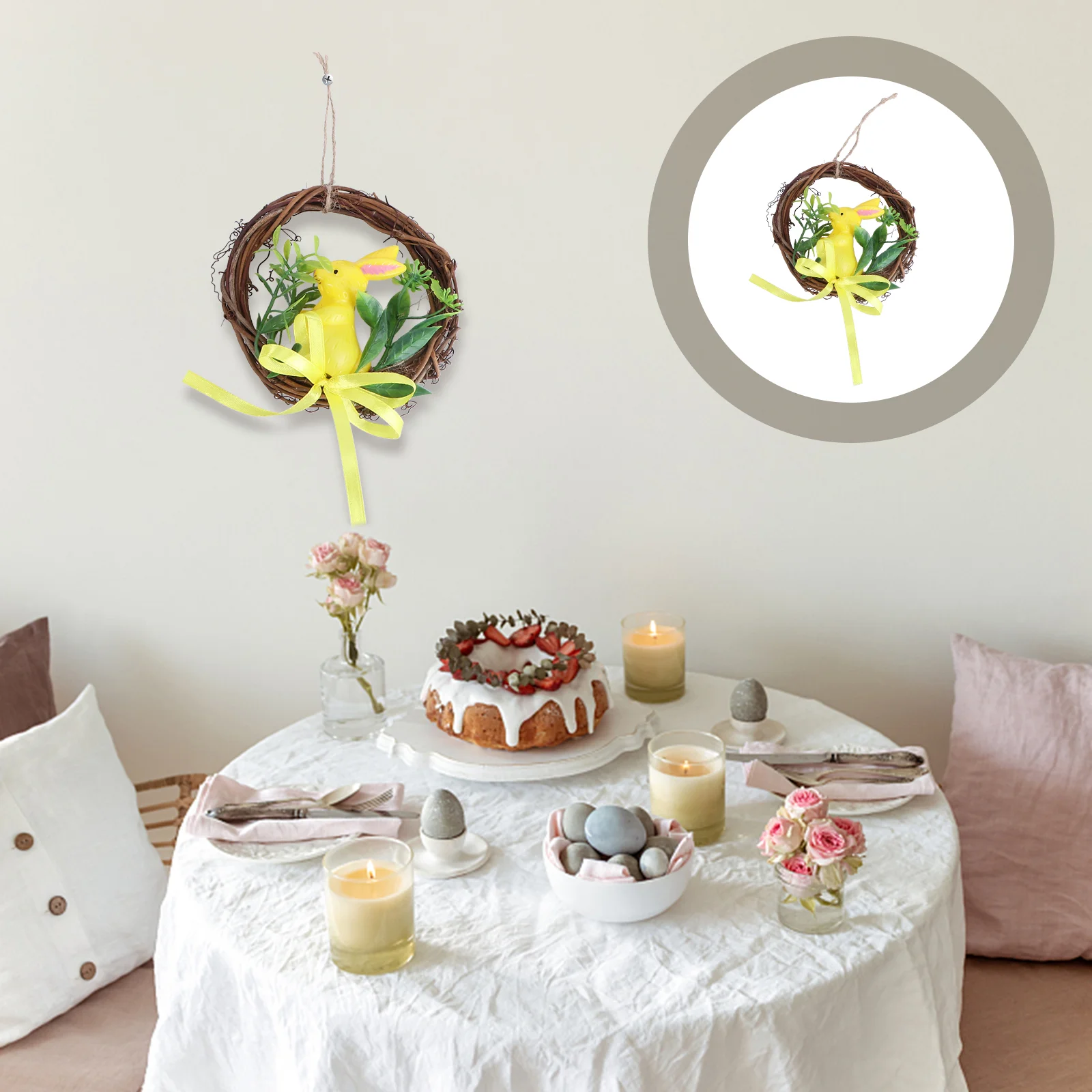 

2pcs Artificial Door Wall Easter Garland Decoration Pendant Hanging Garland Easter Wreath