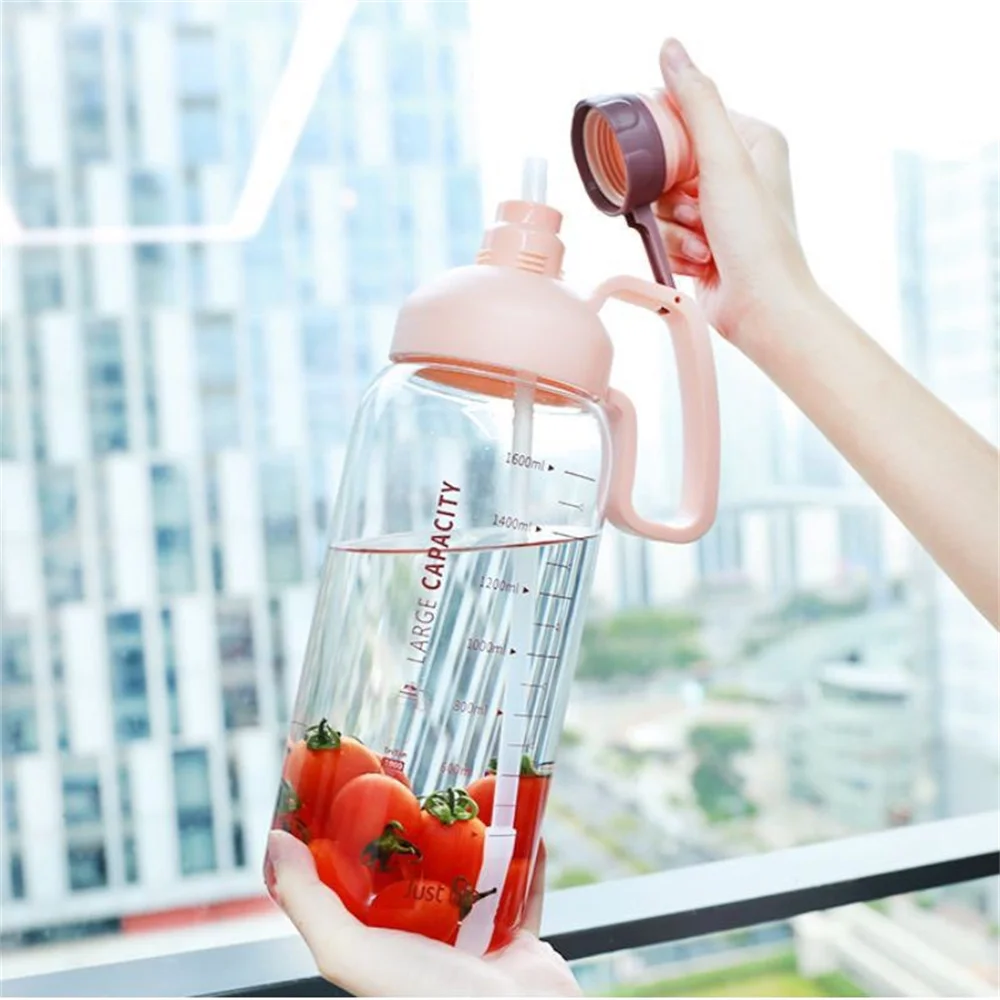 

Спортивная бутылка для воды объемом 1800 мл с соломинкой, фотоемкость для отдыха на открытом воздухе, путешествий, кемпинга, не содержит Бисфе...