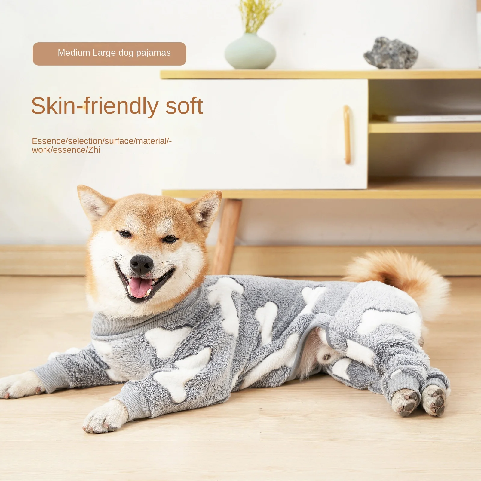 Pet Clothing Dog Kawaii Clothes Coral Fleece Dog Pajamas Medium and Large Dogs Four-legged Onesie Pet Pajamas Winter Clothing