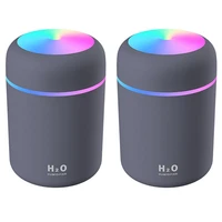 2x 300ml usb air humidifier aroma essential oil diffuser with romantic lamp mist maker humidifiers for home gray