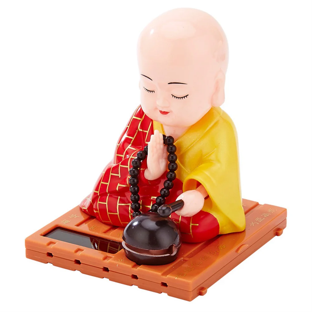 

Monk Car Figurines Head Shaking Statue Littlebuddhist Powered Ornament Decor Solar Dashboard Monkstoy Dancingcute Home Toys