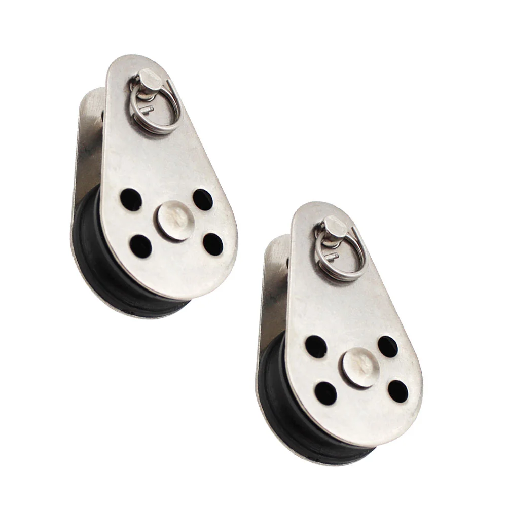 

2Pcs Stainless Steel Single Pulley Practical Nylon Rope Pulley Tackle Puller Lift Tools Double