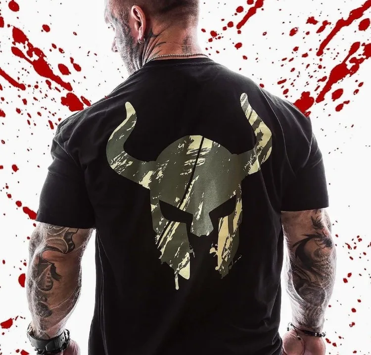 

Men Musle Shirts Bodybuilding Workout Gym Fitness O-neck T Shirts Men Fashion Design Streetwear
