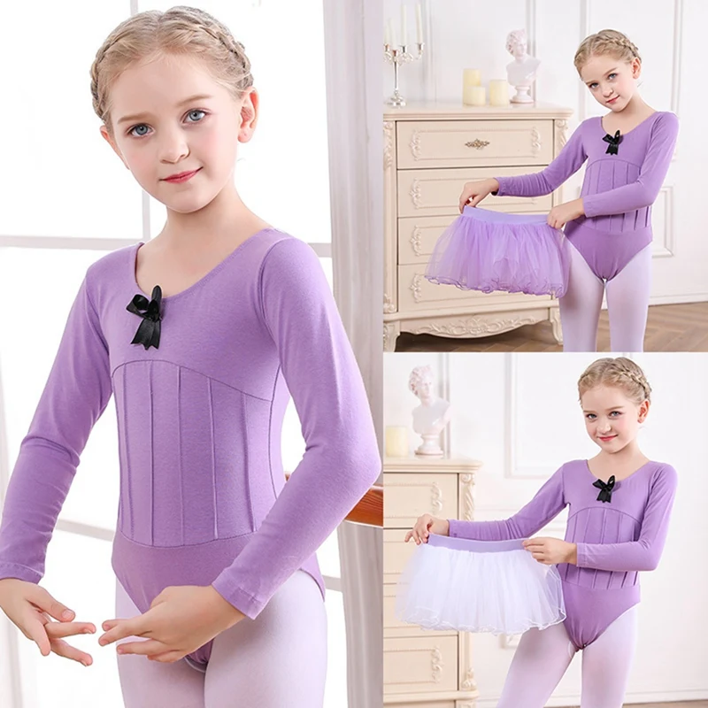 

Toddler Girls Gymnastics Leotard Ballet Leotard Clothes Dancewear Bodysuit Child Long Sleeve Jumpsuit Bowknot Ballerina Clothing