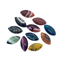 agate ring cabochon beads 19x39mm marquise shape natural stone striped agate pendant jewelry diy making rings charms accessories