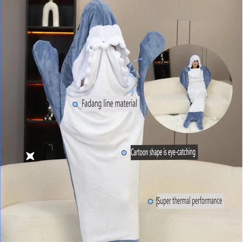 Осенне-зимние спальные мешки с акулами для мальчиков и девочек фланелевая Милая