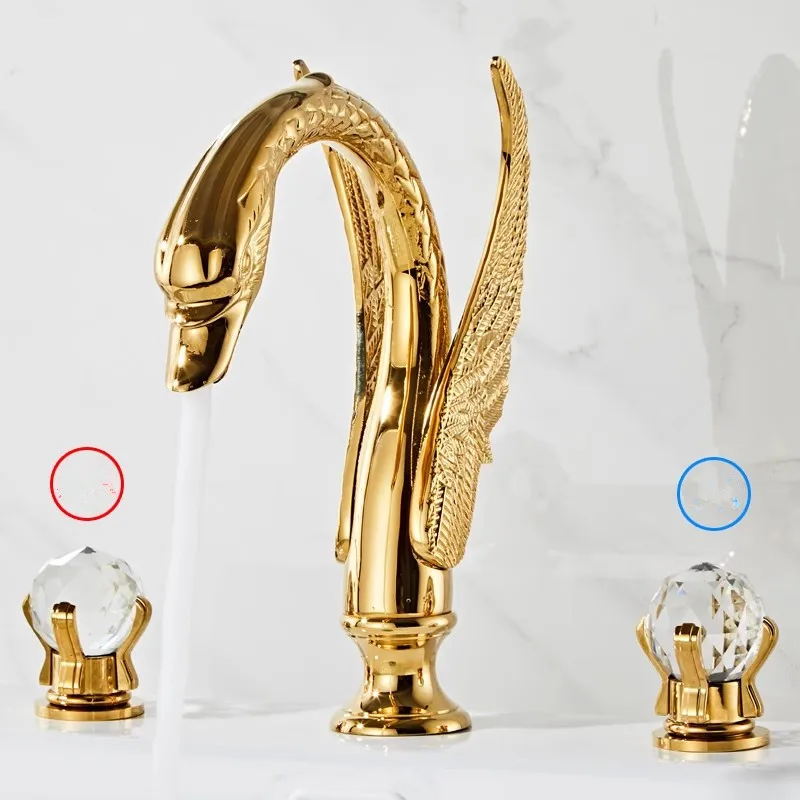 Tuqiu Gold Swan Смеситель для ванной комнаты Широко распространенный антикварный