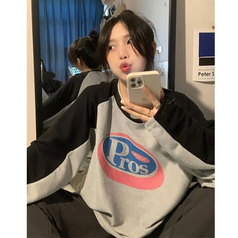 

Deeptown Vintage Tshirt Women Oversized Streetwear Y2k Long Sleeve Tees 90s Aesthetic Harajuku Fashion Korean Style T-shirt Tops