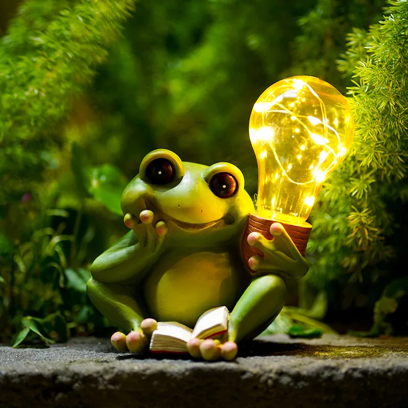 

15cm Creative Solar Frog Light Outdoor Animal Lamp Resin Ornaments Cute Frog Night Lights Children's Room Desktop Decorations