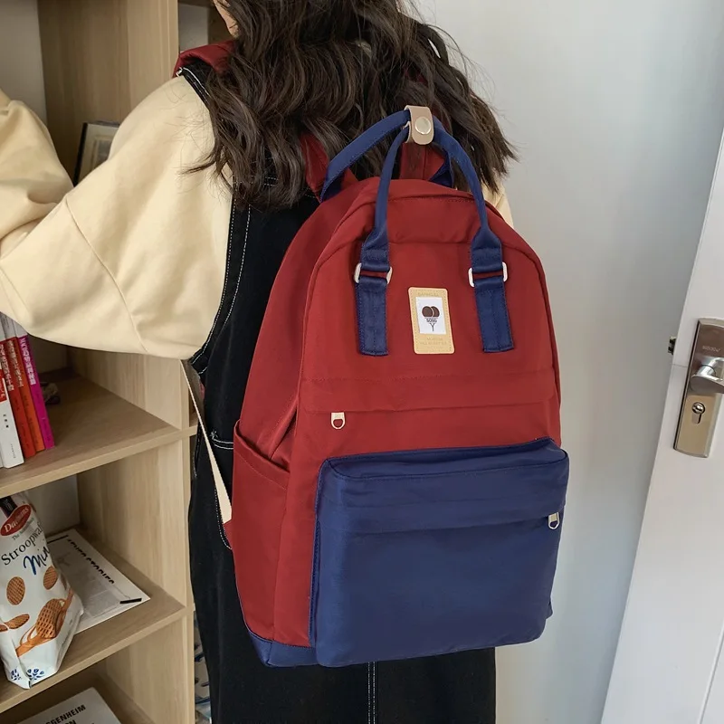 

Модный Цветной школьный ранец для девочек, портативный холщовый женский рюкзак для студентов колледжа, Женская дорожная сумка для ноутбука