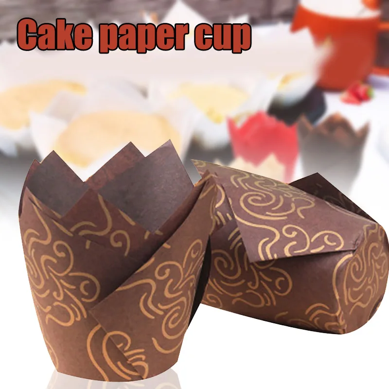 

2022 50pcs Tulip Baking Paper Cups Cupcake Muffin Liners Wrappers Baking Cups Muffin Treat Cup Wedding @LS
