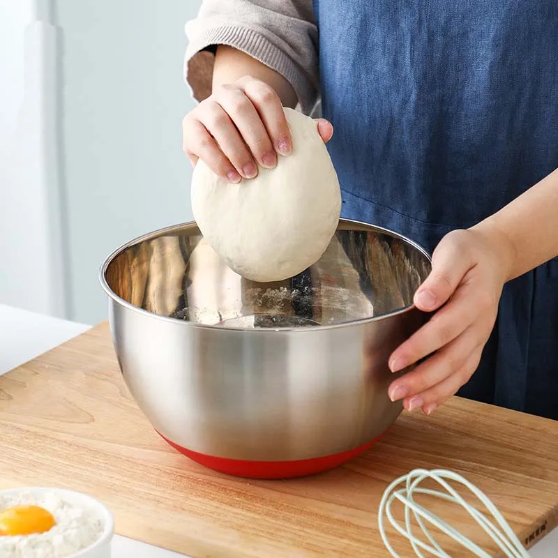 

Stainless steel silicone bottom egg beating basin baking deepening kneading basin salad basin kitchen dish washing basin
