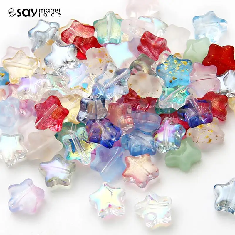 

10 шт. пятиконечные золотые стеклянные бусины в форме пыли радужные цветные разделительные бусины «сделай сам» бусины для браслетов ожерелий аксессуары для изготовления ювелирных изделий