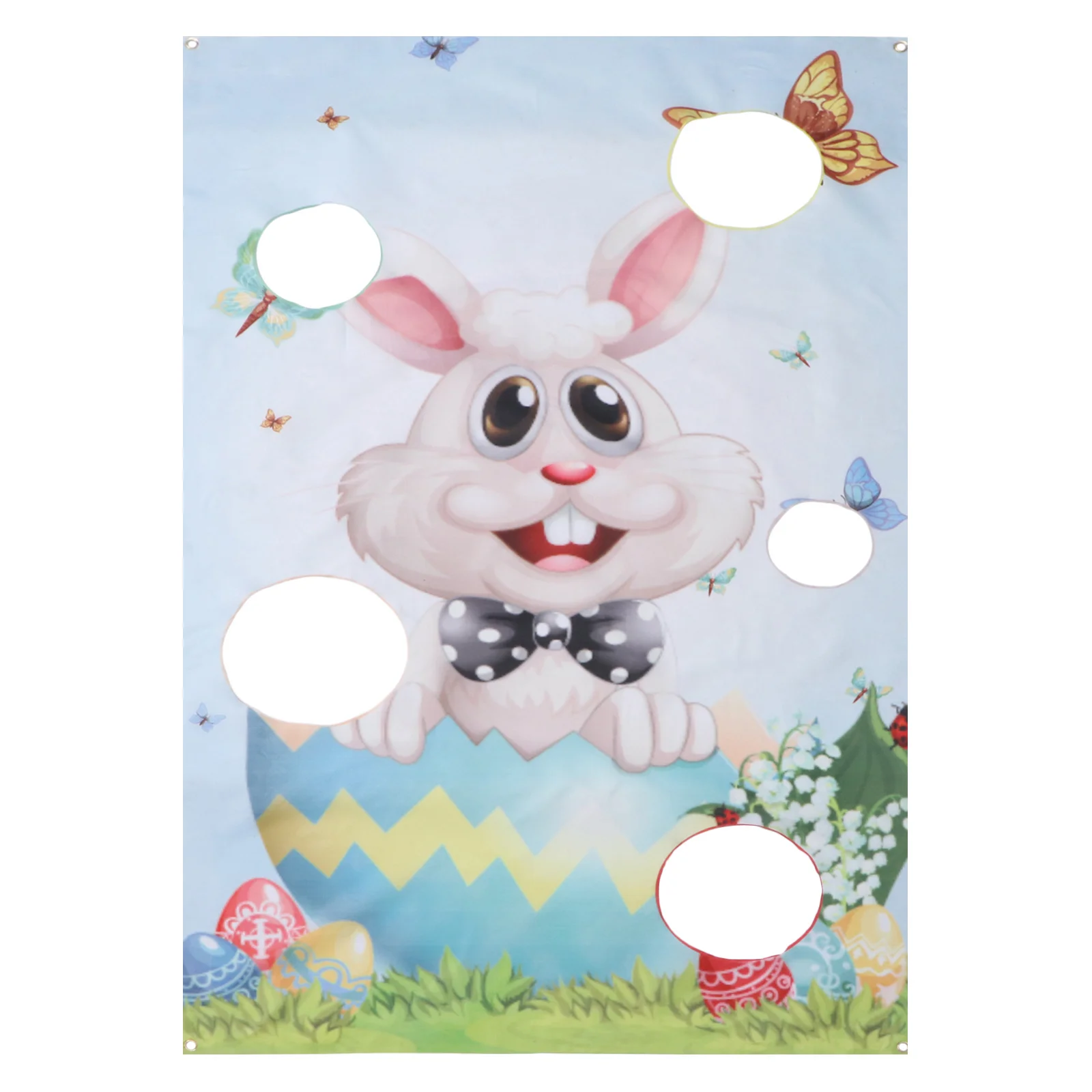 

1Pc Easter Toss Game Flag Egg Bunny Pattern Hanging Flag Easter Sandbag Flag