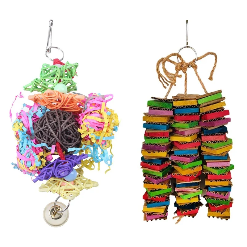 

Игрушки для жевания птиц, клетка для попугаев, измельчитель игрушек (3 упаковки) с попугаями, игрушки для птиц, Картонные Игрушки для больших ...