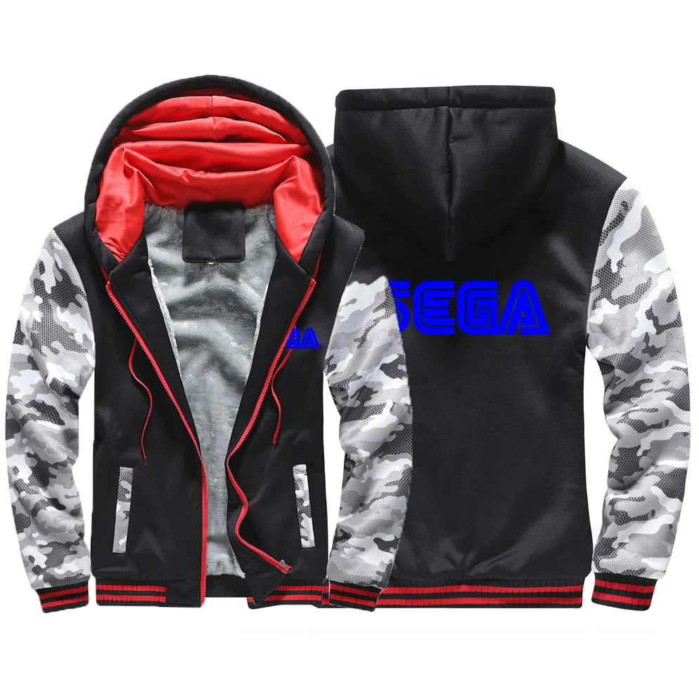 

Sega Logo 2023 Men's New Hoodies Printing Jackets Winter Fleece Zipper Thicken Warmer Hooded Comfortable Padded Sweatshirts Tops
