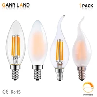 ganriland frosted led candle bulb e12 e14 base 4w 6w dimmable vintage filament bulb 2700k c35 edison light bulbs for chandelier