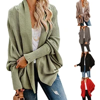 fashion womens autumn winter warm knitted cardigan tops solid color long bat sleeve open front sweater coat