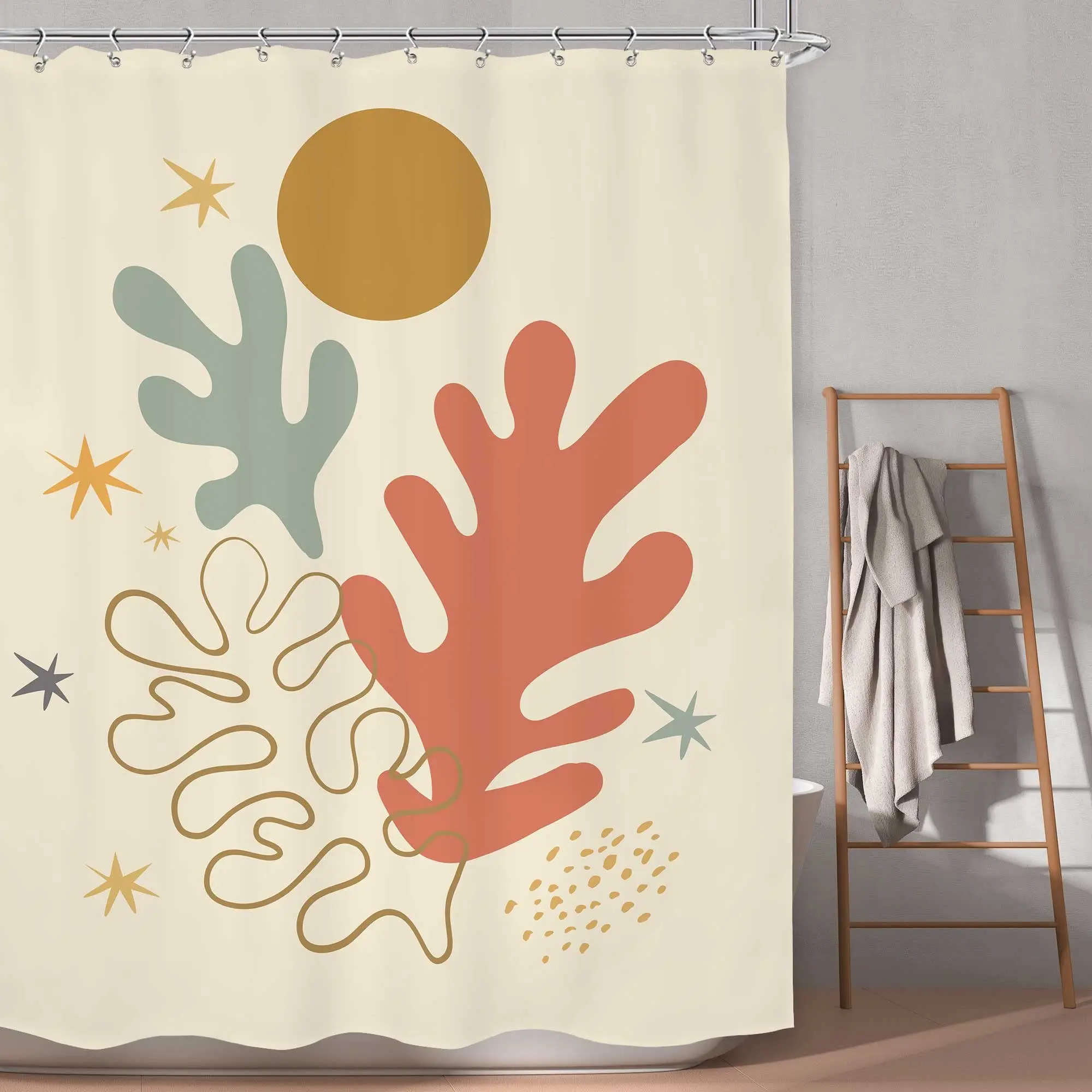 

Scenery Luxury Bathroom Decor Screen with Hooks Cortinas Para Baño Bathroom Curtain